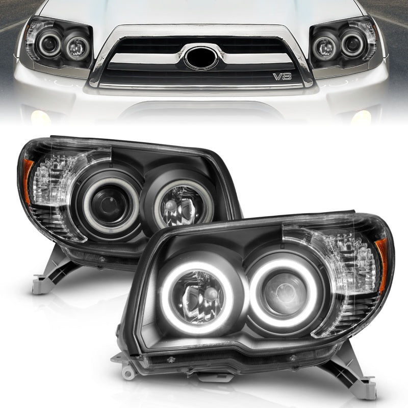 ANZO 111320 2006-2009 Toyota 4Runner Projector Headlights w/ Halo Black