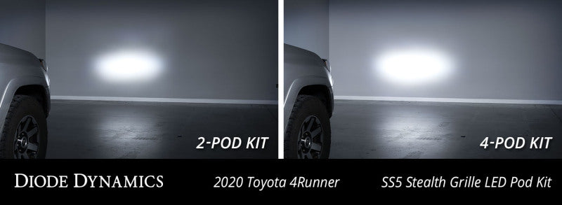 Diode Dynamics DD7544 14-23 Toyota 4Runner SS5 Stealth Grille LED 4-Pod Kit - Pro White Combo