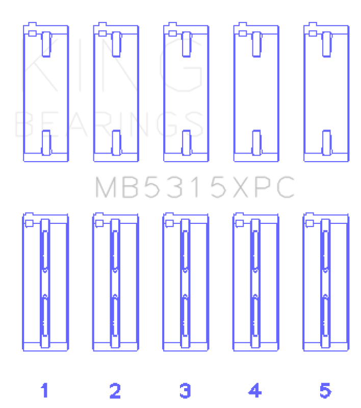 King Engine Bearings MB5315XPC0.25 King 1992+ Mitsubishi 4G63/4G64 EVO I-IV (Size 0.25) Coated Performance Main Bearing Set