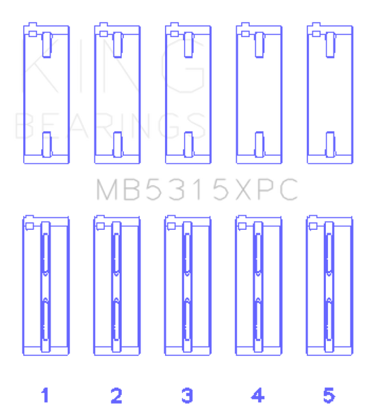 King Engine Bearings MB5315XPC0.25 King 1992+ Mitsubishi 4G63/4G64 EVO I-IV (Size 0.25) Coated Performance Main Bearing Set