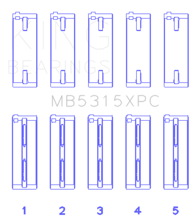 King Engine Bearings MB5315XPC Mitsubishi 4G63/4G64 Coated Performance Main Bearing Set - Size STD