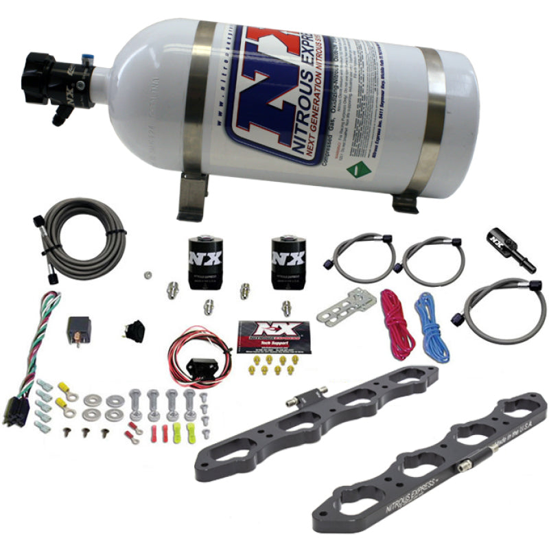 Nitrous Express 20956-10 Ford Coyote 5.0L V8 Nitrous Wet Port Plate Kit w/10lb Bottle