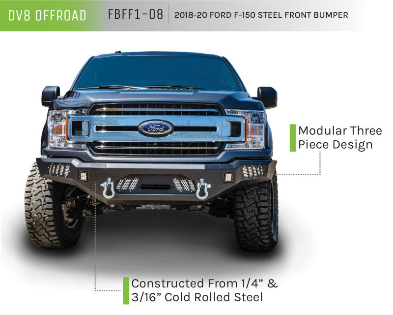 DV8 Offroad FBFF1-08 2018+ Ford F-150 Front Bumper w/ Light Holes