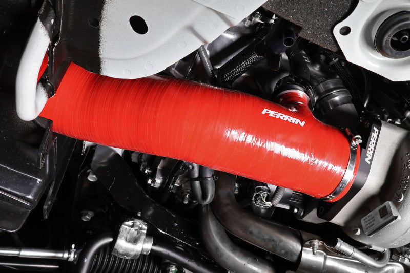 Perrin Performance PSP-INT-425RD PERRIN 22-24 Subaru WRX / 20-25 LGT & OBXT Turbo Inlet Hose w/Turbo Adapter Flange (Long) - Red