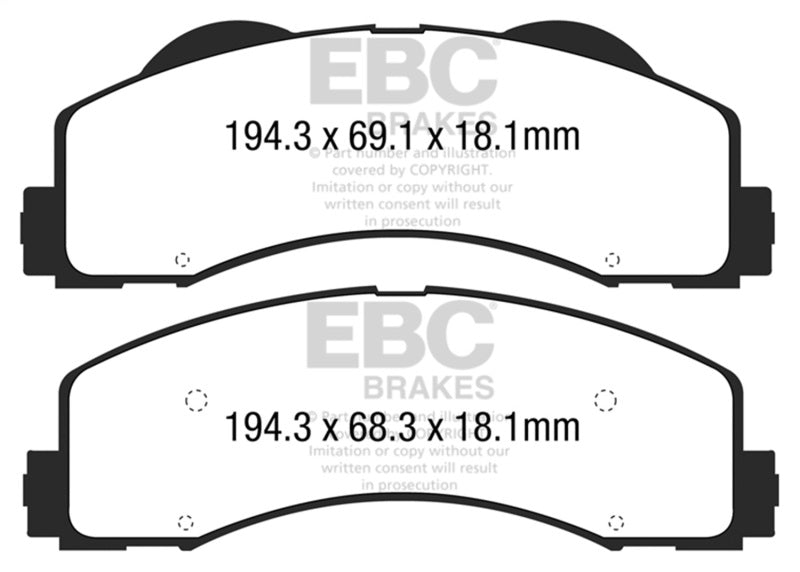 EBC DP43034R 15+ Ford F150 2.7 Twin Turbo (2WD) Yellowstuff Front Brake Pads