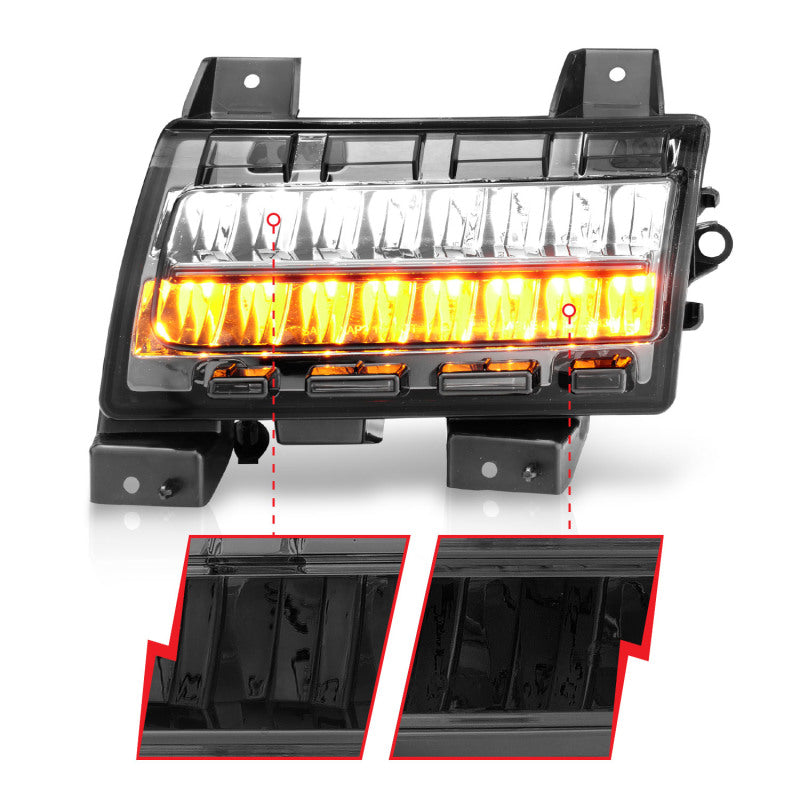 ANZO 511085 2018-2021 Jeep Wrangler LED Side Markers Chrome Housing Smoke Lens w/ Seq. Signal Sport Bulb