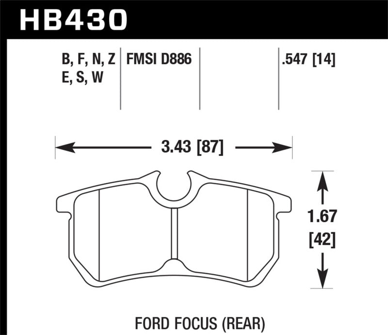 Hawk Performance HB430B.547 Hawk 00-07 Ford Focus HPS 5.0 Rear Street Brake Pads