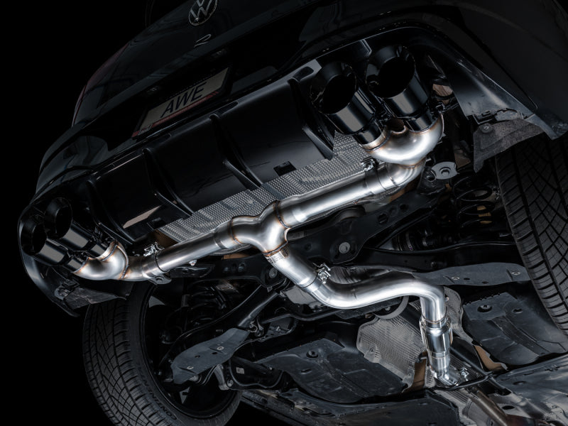 AWE Tuning 3020-43658 AWE MK8 Volkswagen Golf R 3in Track Edition Quad Exhaust - Diamond Black Tips
