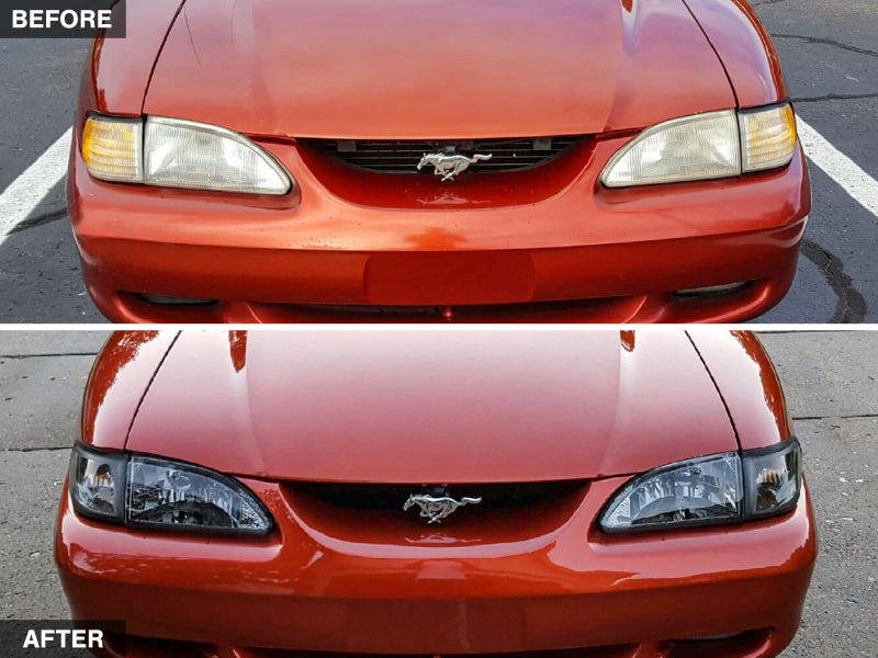 Raxiom 49050 94-98 Mustang Axial Series Cobra Style Headlights- Black Housing (Clear Lens)