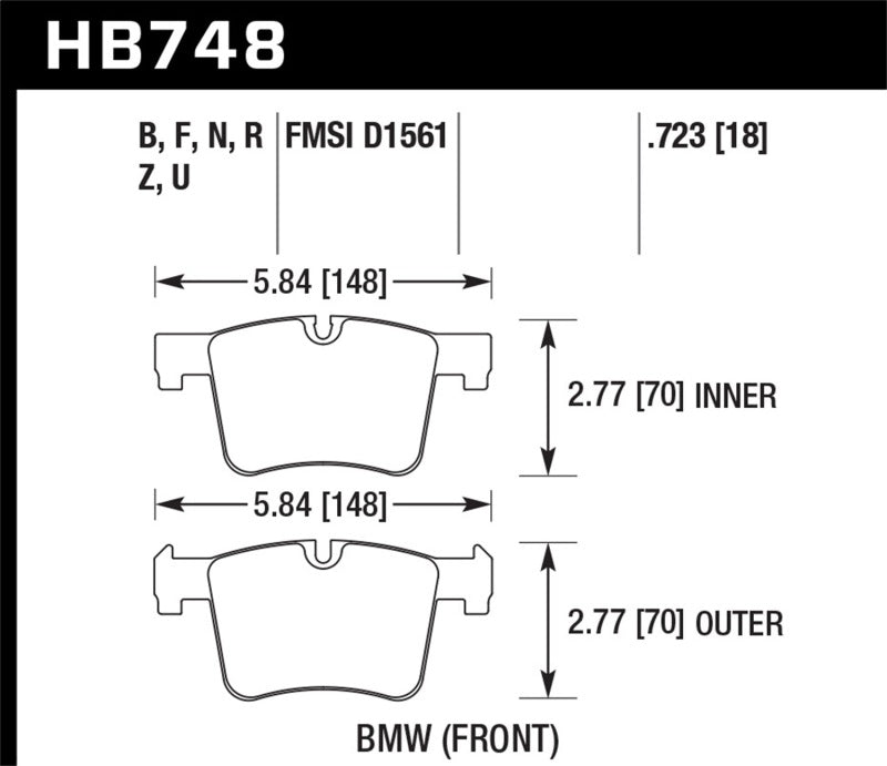 Hawk Performance HB748B.723 Hawk 13-14 BMW 328i/328i xDrive / 2014 428i/428i xDrive HPS 5.0 Front Brake Pads