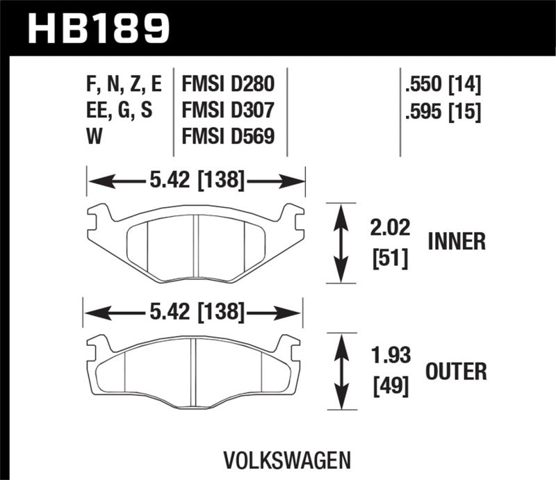 Hawk Performance HB189E.595 Hawk Blue 9012 Brake Pads Volkswagen
