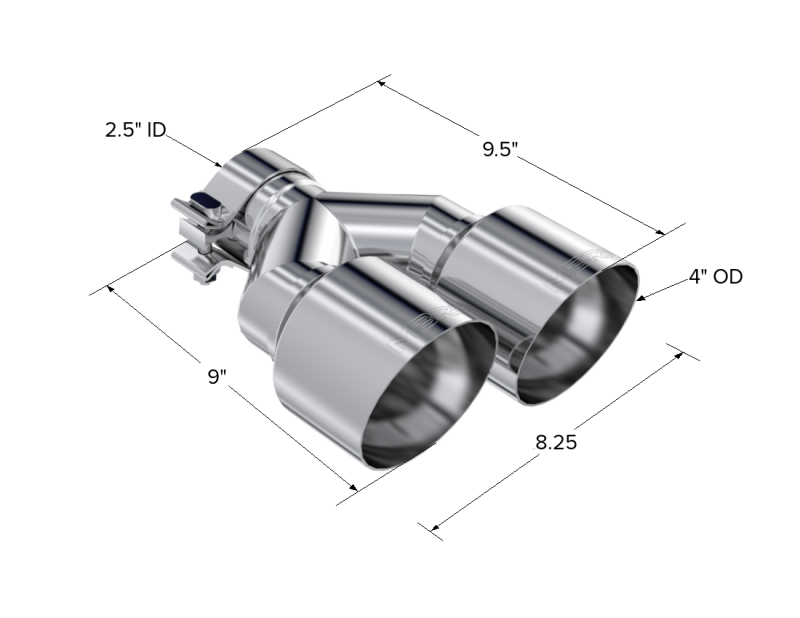 MBRP T5178 Universal T304 SS Dual Tip 4in OD/2.5in Inlet