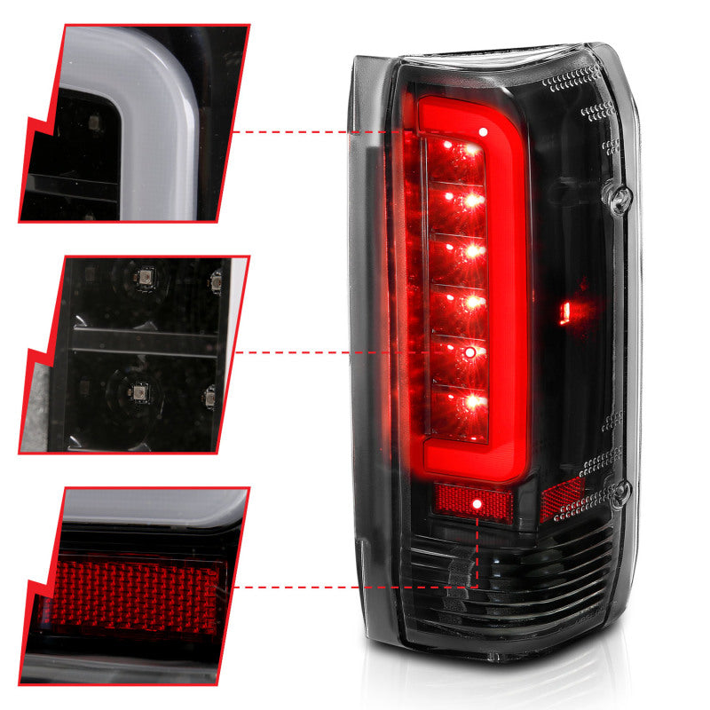 ANZO 311350 1987-1996 Ford F-150 LED Taillights Black Housing Clear Lens (Pair)