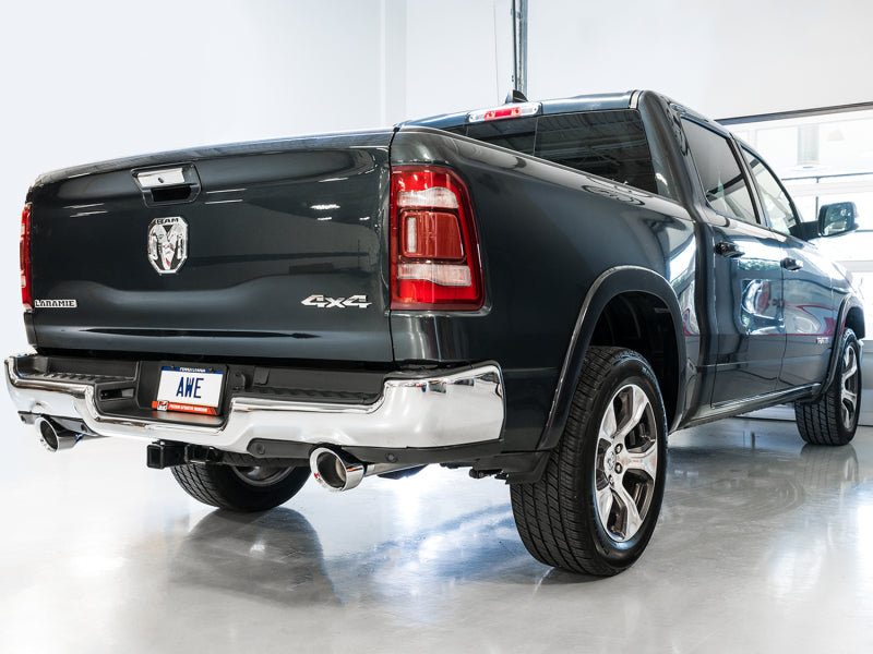 AWE Tuning 3015-32005 19-21 RAM 1500 5.7L (w/Cutouts) 0FG Dual Rear Exit Cat-Back Exhaust - Chrome Silver Tips