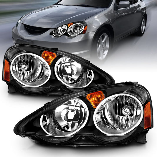 ANZO 121209 2002-2004 Acura RSX Crystal Headlights Black