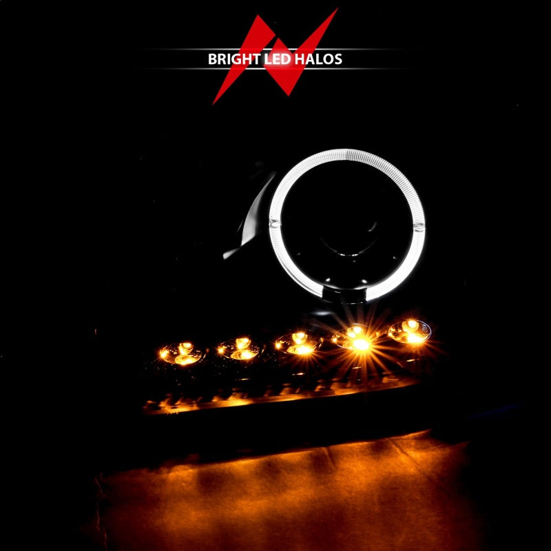 ANZO 111028 2004-2008 Ford F-150 Projector Headlights w/ Halo and LED Black