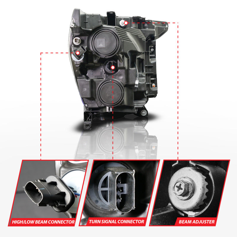 ANZO 111594-R 21-23 Ford F150 LED Projector Headlight w/Switchback+Sequential - Black (Passenger Side Only)
