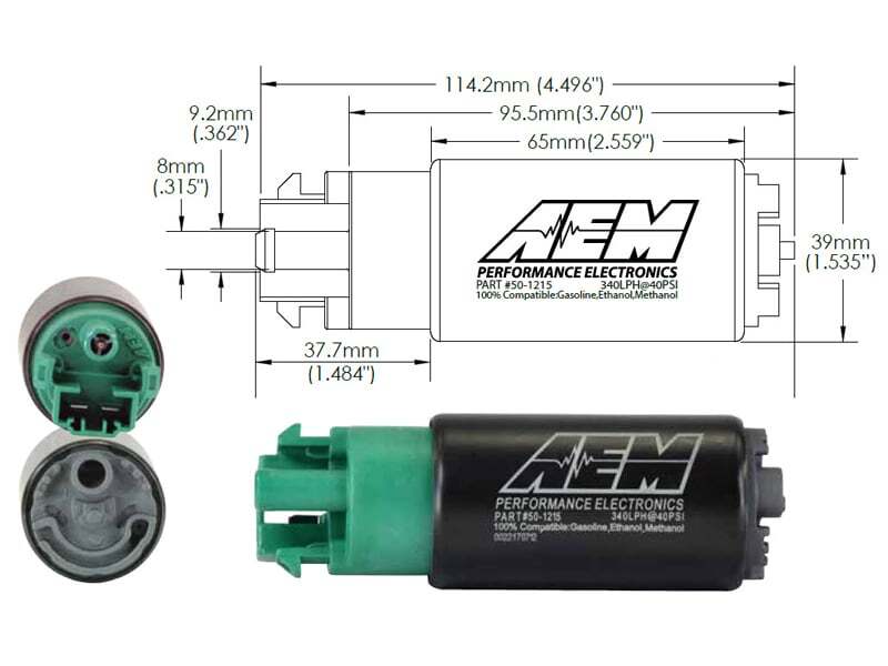 AEM 50-1215 340LPH 65mm Fuel Pump Kit w/ Mounting Hooks - Ethanol Compatible