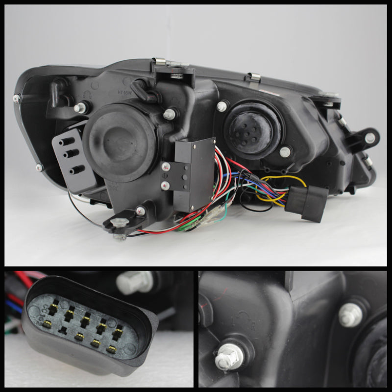 SPYDER 5073648 Spyder Volkswagen Jetta 11-14 Projector Headlights Halogen Light Tube DRL Blk PRO-YD-VJ11-LTDRL-BK