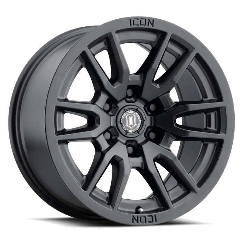 ICON 2417858347SB Vector 6 17x8.5 6x5.5 0mm Offset 4.75in BS 106.1mm Bore Satin Black Wheel