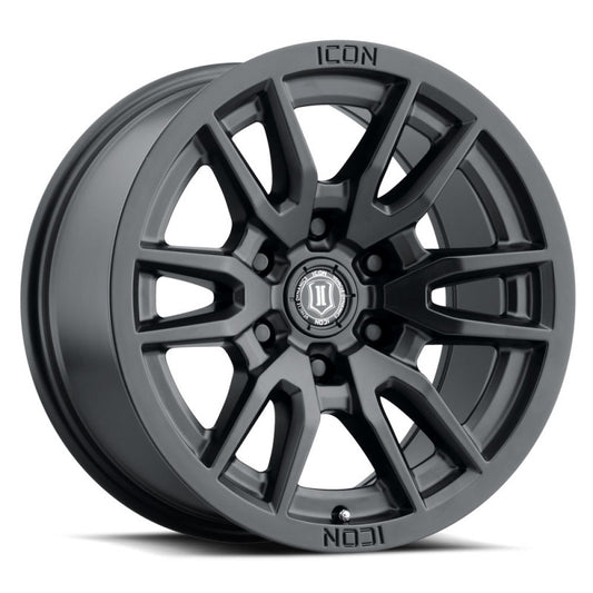 ICON 2417856350SB Vector 6 17x8.5 6x135 6mm Offset 5in BS 87.1mm Bore Satin Black Wheel