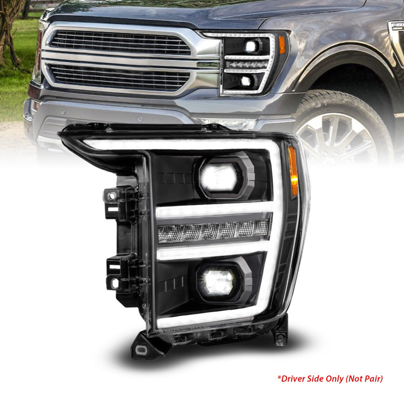 ANZO 111594-L 21-23 Ford F150 LED Projector Headlight w/Switchback+Sequential - Black (Driver Side Only)