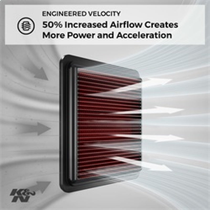 K&N Engineering 33-2434 K&N 10 Chevy Camaro 3.6/6.2L Drop In Air Filter