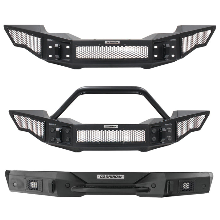 Go Rhino 331201T 07-20 Jeep Wrangler JL/JLU/JK/JKU/Gladiator JT Rockline Full Width Bumper w/ Overrider