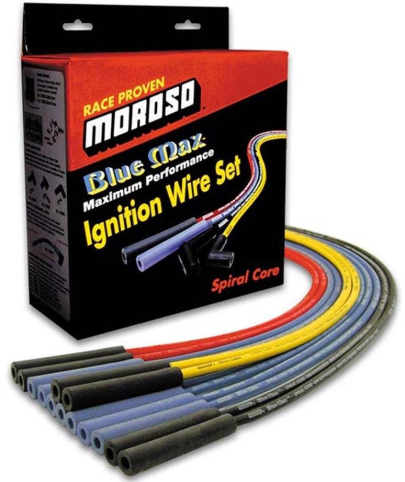 Moroso 73219 Universal Ignition Wire Set - Blue Max - Spiral Core - Unsleeved - 90 Degree - Red