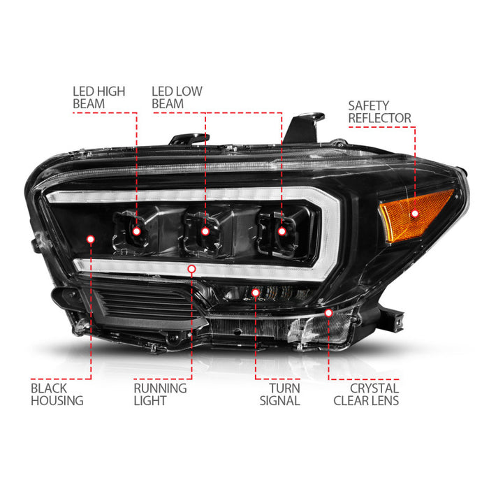 ANZO 111500 2016-2017 Toyota Tacoma TRD LED Projector Headlights