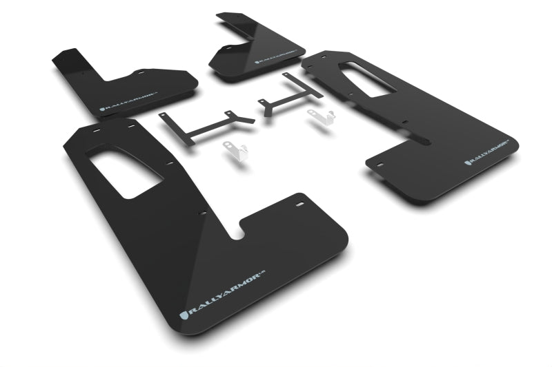 Rally Armor MF108-UR-BLK-ABL 22-25 Rivian R1S Black UR Mud Flap w/Light Blue Logo