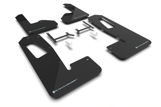 Rally Armor MF108-UR-BLK-ABL 22-25 Rivian R1S Black UR Mud Flap w/Light Blue Logo
