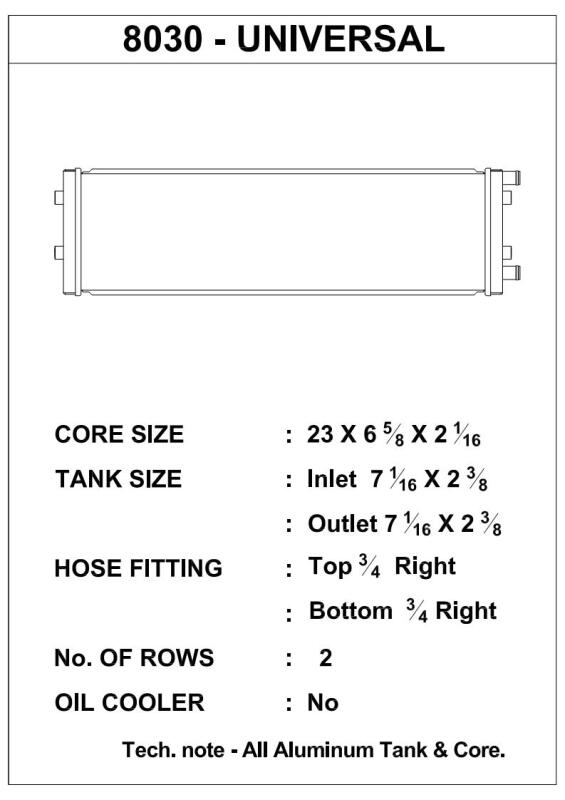 Csf Cooling CSF8030 Heat Exchanger Universal Dual-Pass Heat Exchange
