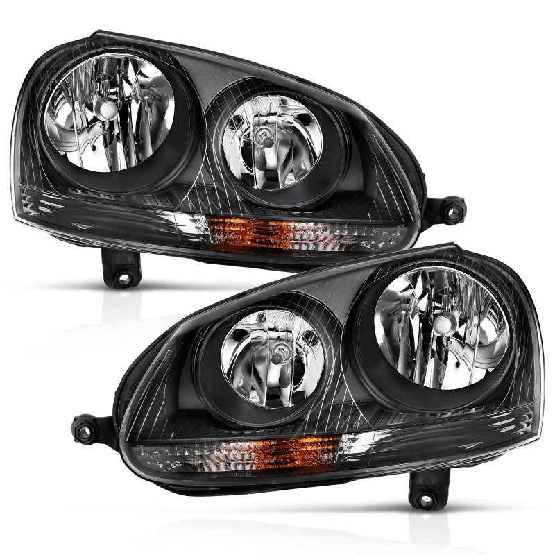 ANZO 121542 2006-2009 Volkswagen Us Rabbit Crystal Headlight Black (Halogen Only)