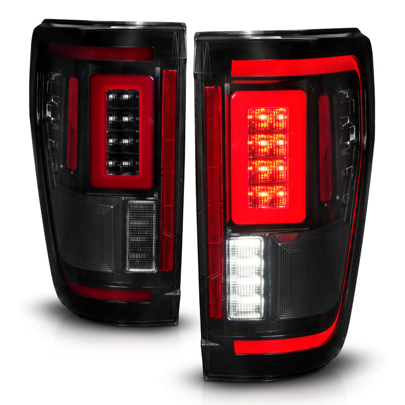 ANZO 311474 21-23 Ford F-150 LED Taillights Seq. Signal w/BLIS Cover - Black Smoke