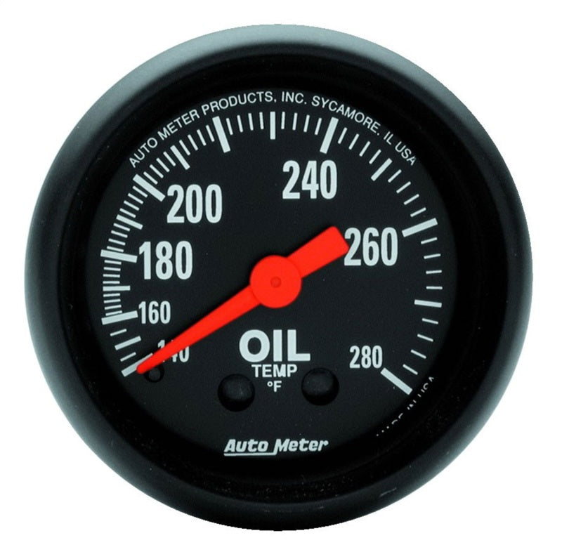 AutoMeter 2609 Autometer Z Series 2-1/16in 140-280 Degrees F Mechanical Oil Temperature Gauge