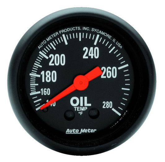AutoMeter 2609 Autometer Z Series 2-1/16in 140-280 Degrees F Mechanical Oil Temperature Gauge