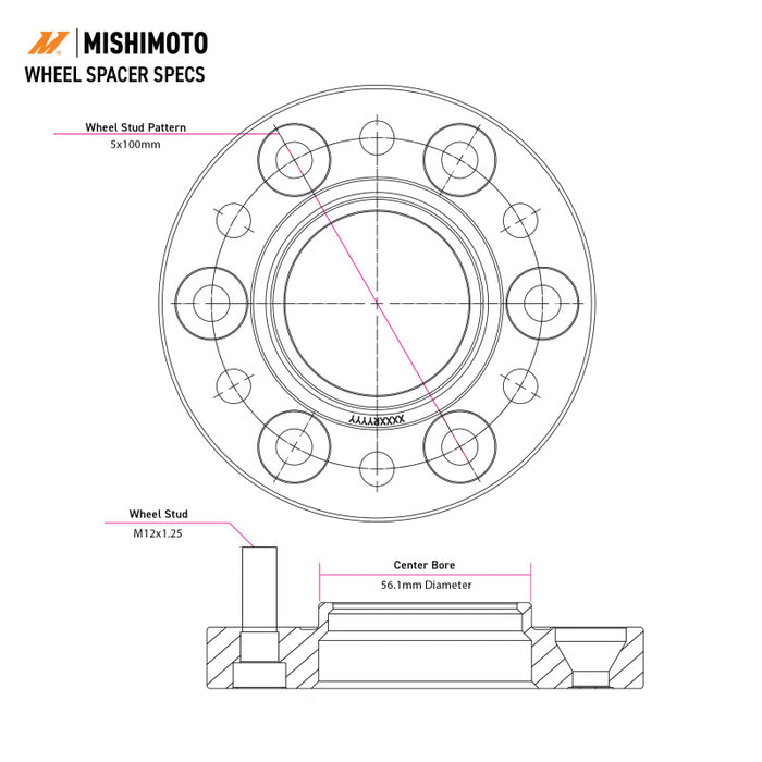 Mishimoto MMWS-006-350BK Wheel Spacers - 5x108 - 63.3 - 35 - M12 - Black