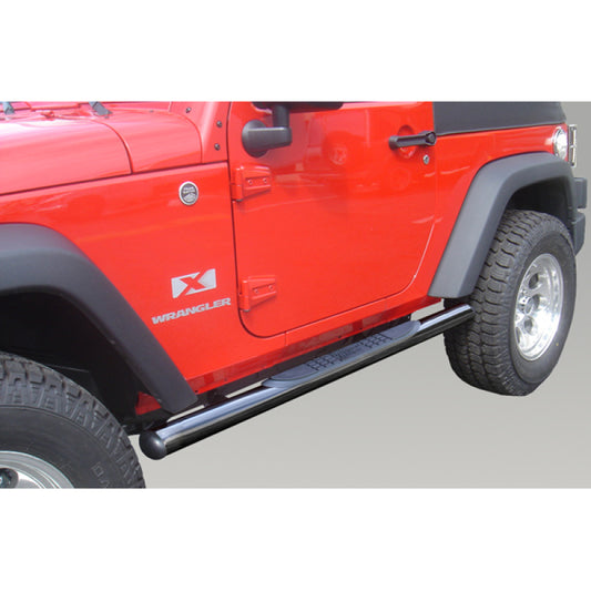 Rugged Ridge 11590.05 3-In Round Side Steps Black 07-18 2-Door Jeep Wrangler