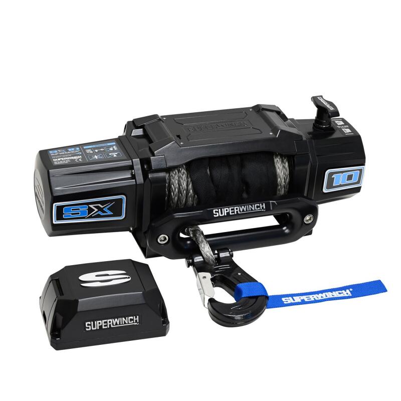 Superwinch 1710204 10000 LBS 12V DC 3/8in x 80ft Synthetic Rope SX10SR Winch - Semi Gloss Black