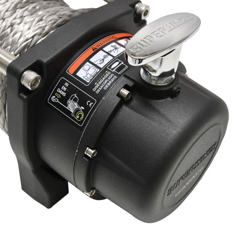 Superwinch 1595201 9500 LBS 12V DC 3/8in x 80ft Synthetic Rope Tiger Shark 9500 Winch