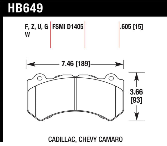 Hawk Performance HB649G.605 Hawk 08-12 Cadillac CTS-V / 12 Jeep Grand Cherokee (WK2) SRT8 DTC-60 Front Race Brake Pads