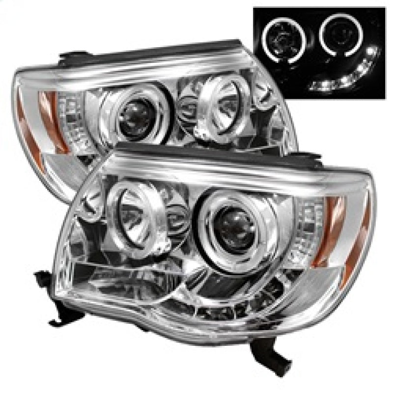 SPYDER 5011923 Spyder Toyota Tacoma 05-11 Projector Headlights LED Halo LED Chrome High H1 Low H1 PRO-YD-TT05-HL-C