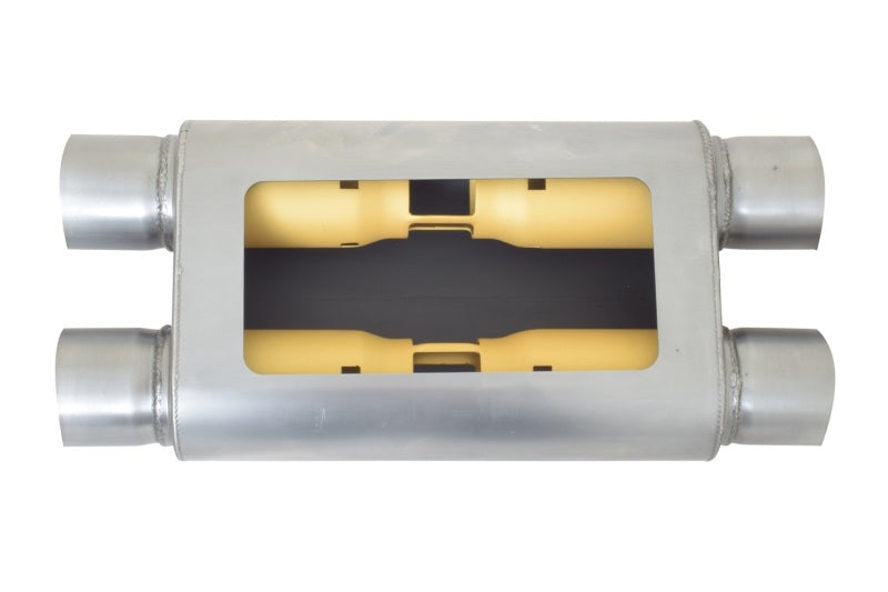 Gibson BM0111 MWA Superflow Dual/Dual Oval Muffler - 4x9x14in/2.5in Inlet/2.5in Outlet - Stainless