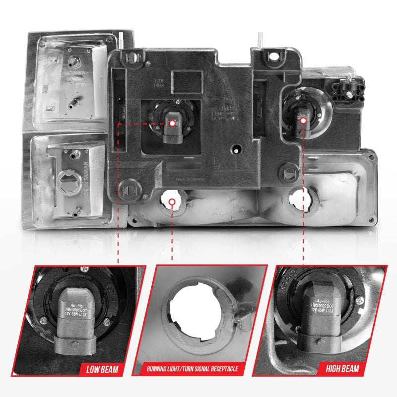 ANZO 111506 88-98 Chevrolet C1500 Crystal Headlights Chrome w/ Signal and Side Marker Lights