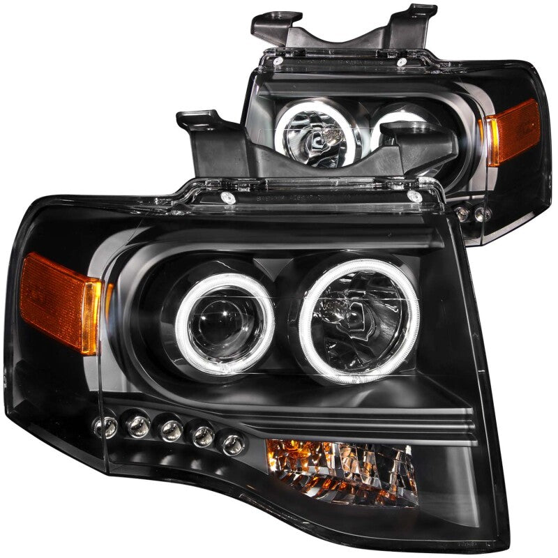 ANZO 111113 2007-2014 Ford Expedition Projector Headlights w/ Halo Black