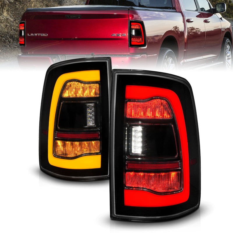 ANZO 311472 09-18 Dodge RAM 1500 Sequential LED Taillights Smoke Black w/Switchback Amber Signal