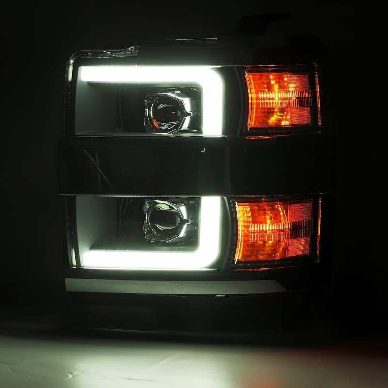 AlphaRex 880224 15-19 Chevy 2500HD PRO-Series Proj Headlights Plank Style Blk w/Activ Light/Seq Signal/DRL