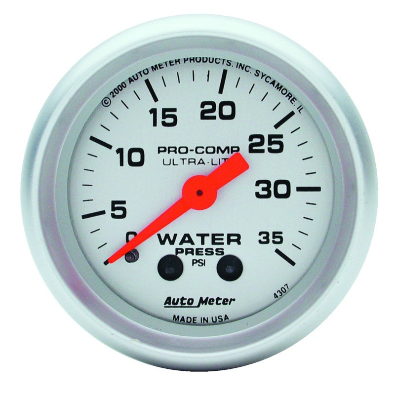 AutoMeter 4307 Autometer Ultra-Lite 52mm 35 PSI Mechanical Water Pressure Gauge