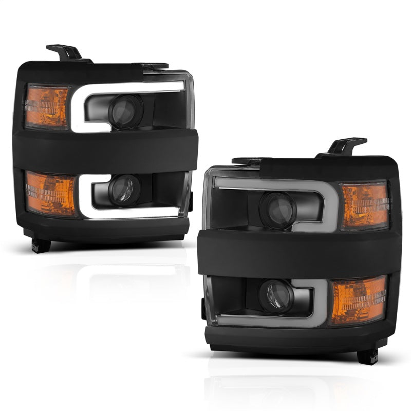 ANZO 111364 Projector Headlights 15-17 Chevrolet Silverado 2500HD / 3500HD Black w/ Black Rim